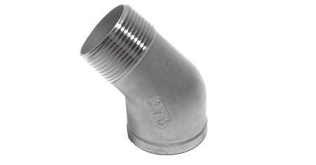 Stainless steel type NR121 knee 45 degrees female x female BSP thread 1