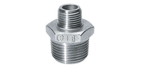 Stainless steel type NR245 reducing nipple male x male BSPT thread 4X2