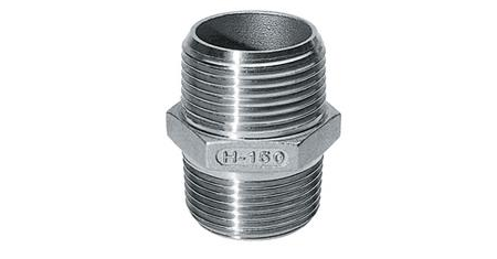 Stainless steel type NR280 double nipple male x male BSPT thread 3/4