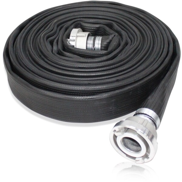 Ribbed black NBR / PVC layflat hose including storz couplings