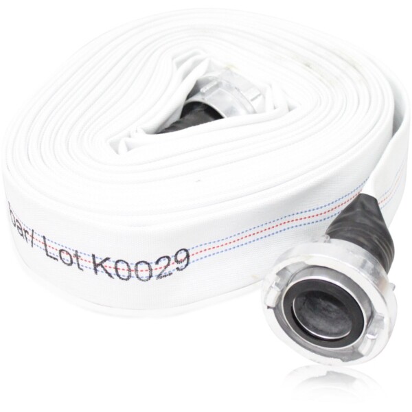 White pvc / woven textile layflat hose including storz couplings